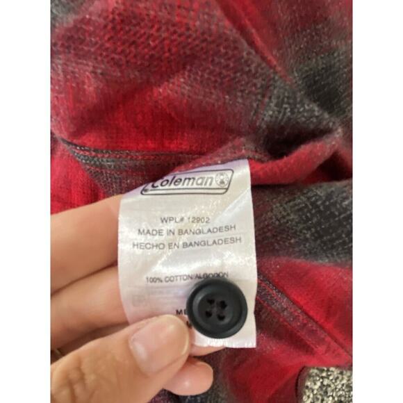 Coleman Shirt Men's Red Gray Black Flannel Plaid Button Down Shirt Size Medium - Picture 5 of 7